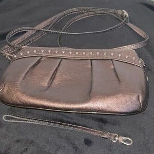 Brighton Cooper Leather Purse/clutch with Silver Studs. Long strap/wrist strap